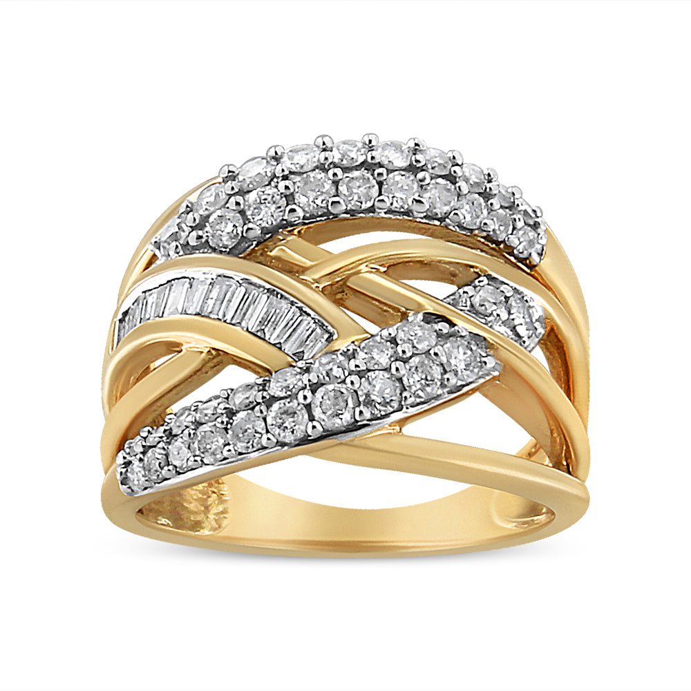 1.0 Cttw Diamond Cocktail Ring in 10K Yellow and White Gold