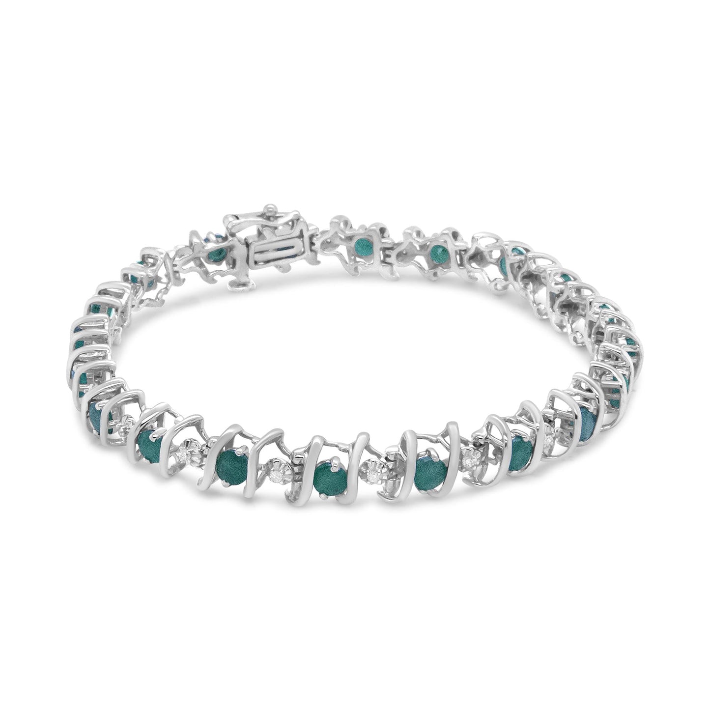 Sterling Silver Lab-Grown Birthstone and Diamond Tennis Bracelet