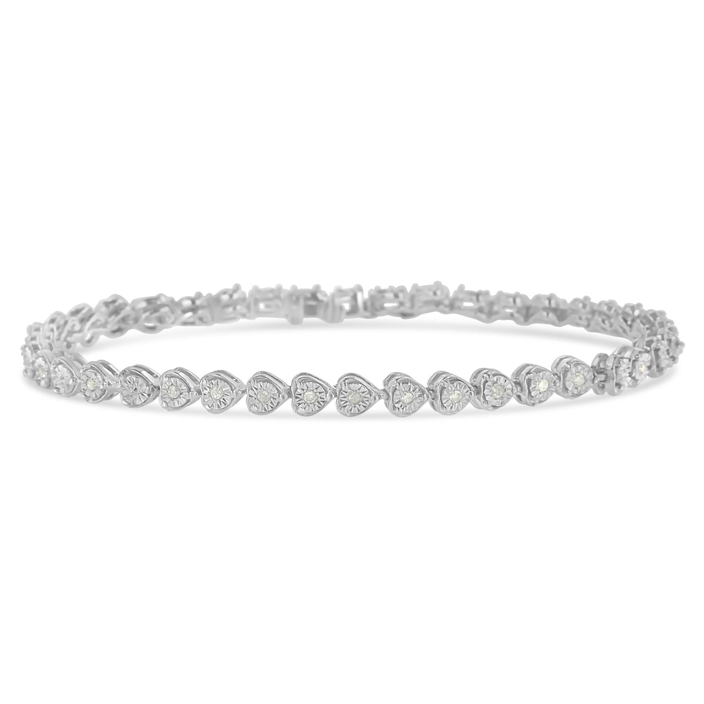Diamond Heart Tennis Link Bracelet in Sterling Silver (1/4 Cttw, I-J Color, I3 Clarity)