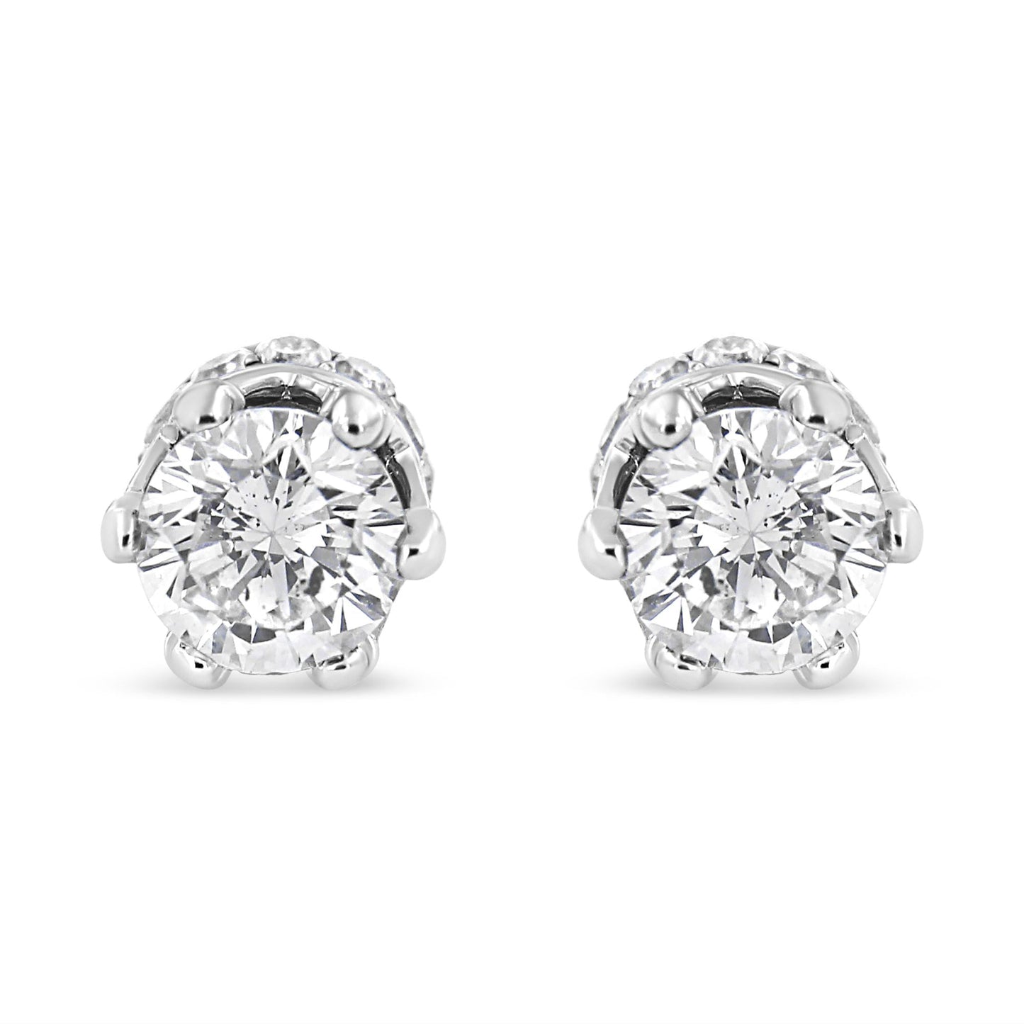 14K White Gold Diamond Crown Stud Earring (2.0 Cttw, I-J Color, I1-I2 Clarity)