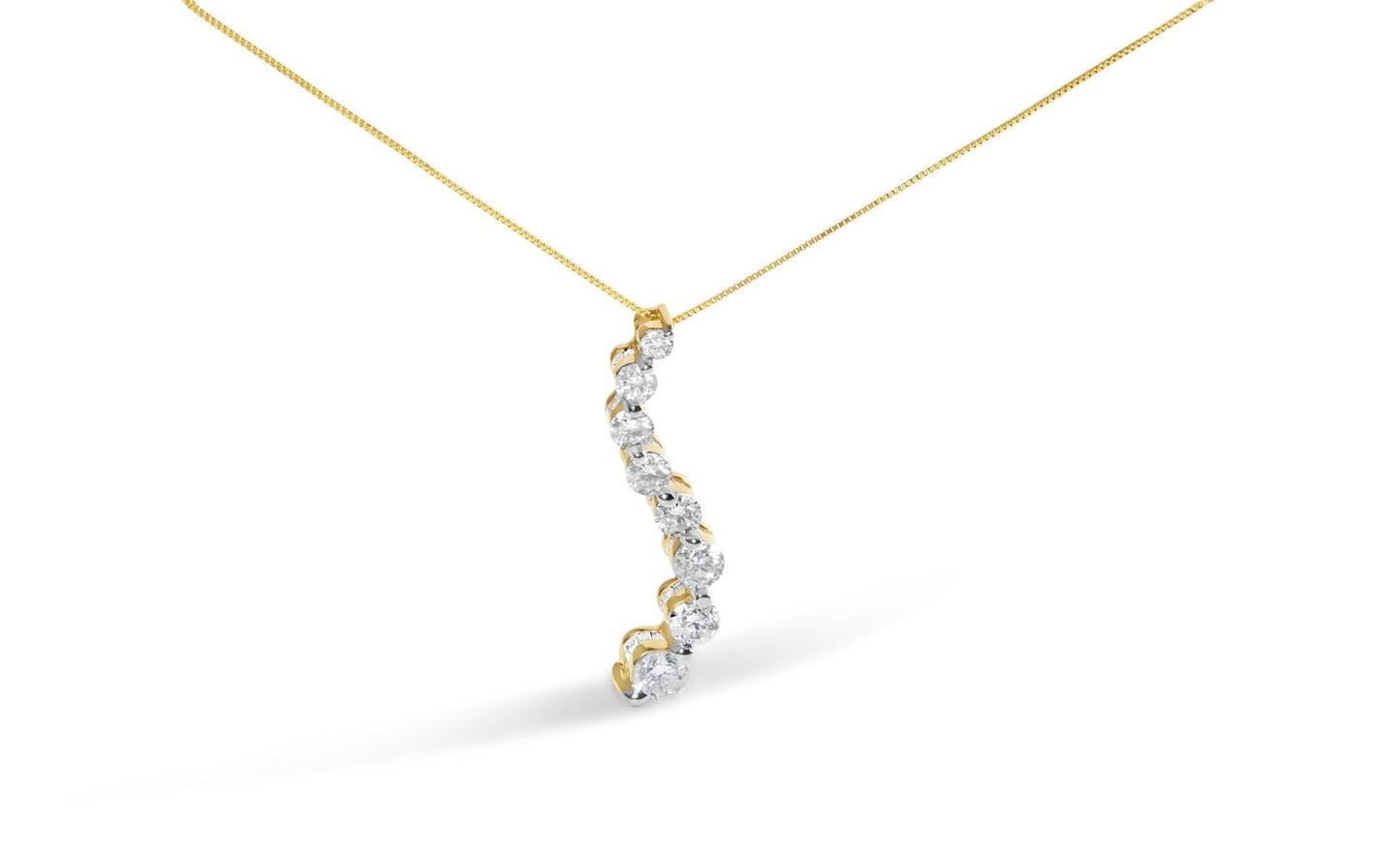 AGS Certified 14K Yellow Gold 3.0 Cttw Diamond Journey Pendant Necklace (F-G Color)