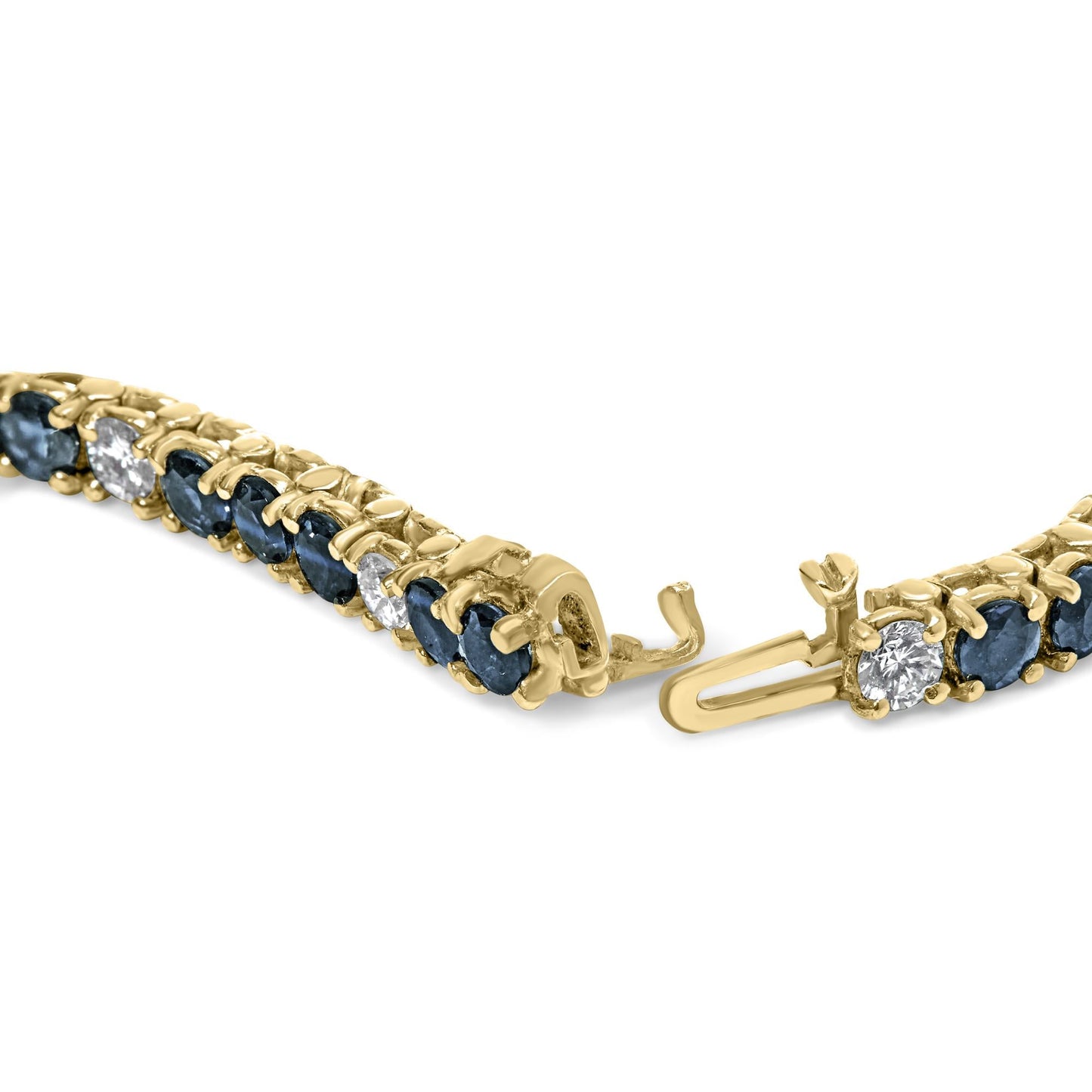 18K Yellow Gold Diamond and Blue Sapphire Tennis Bracelet