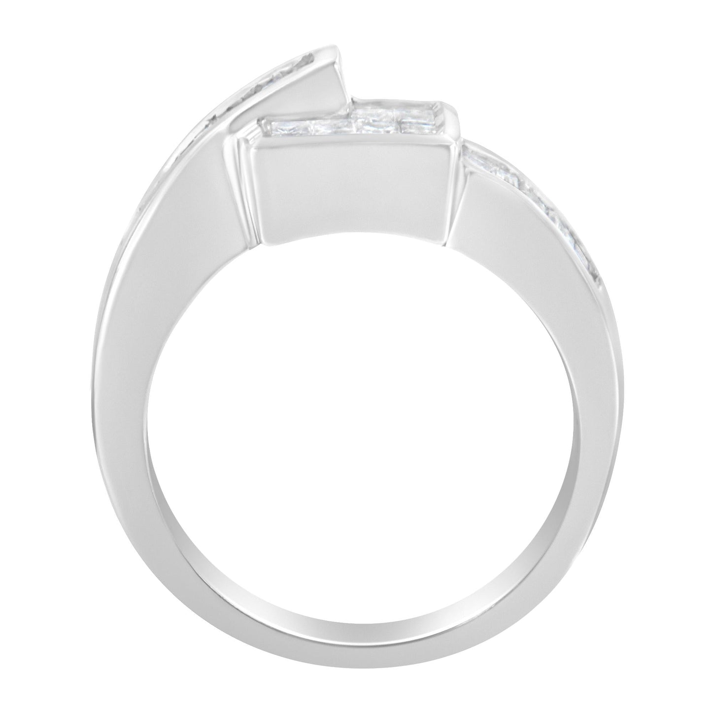 14K White Gold Princess and Baguette-Cut Diamond Ring (1 1/3 Cttw)