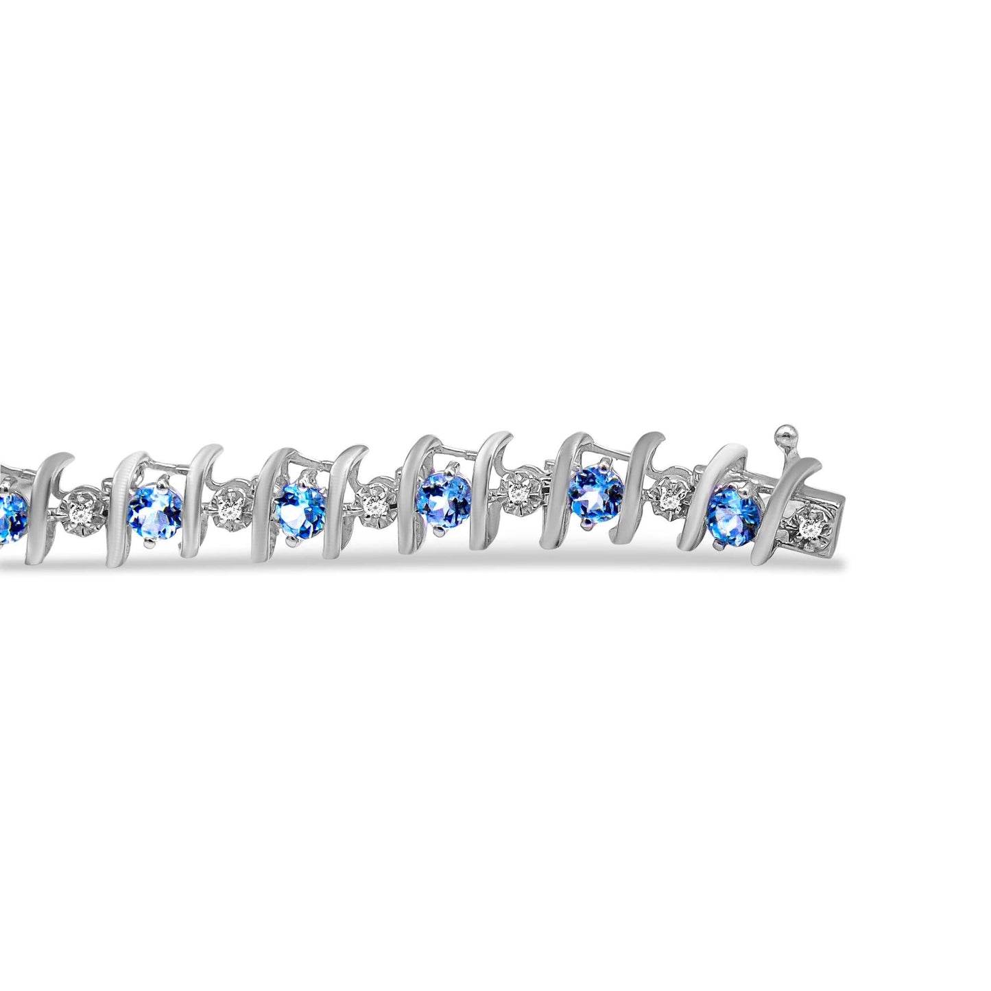 Sterling Silver Lab-Grown Birthstone and Diamond Tennis Bracelet