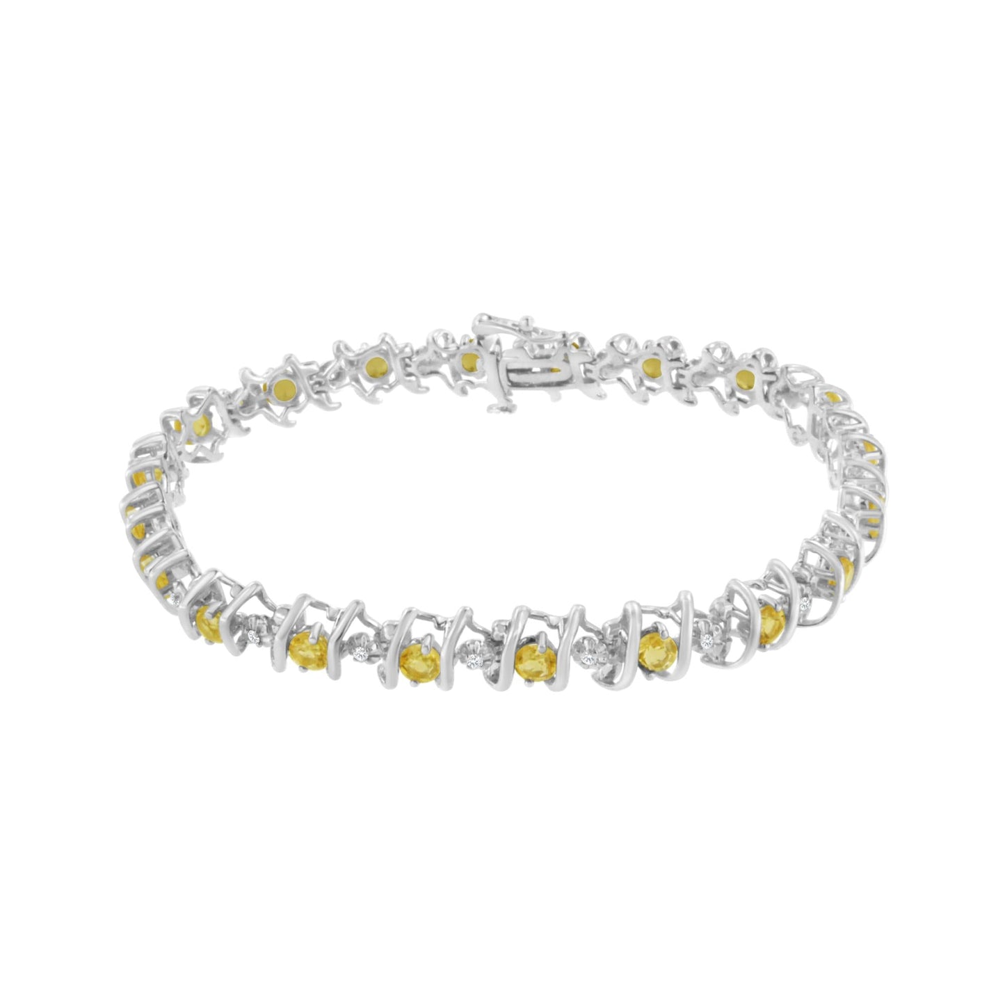 Sterling Silver Lab-Grown Birthstone and Diamond Tennis Bracelet