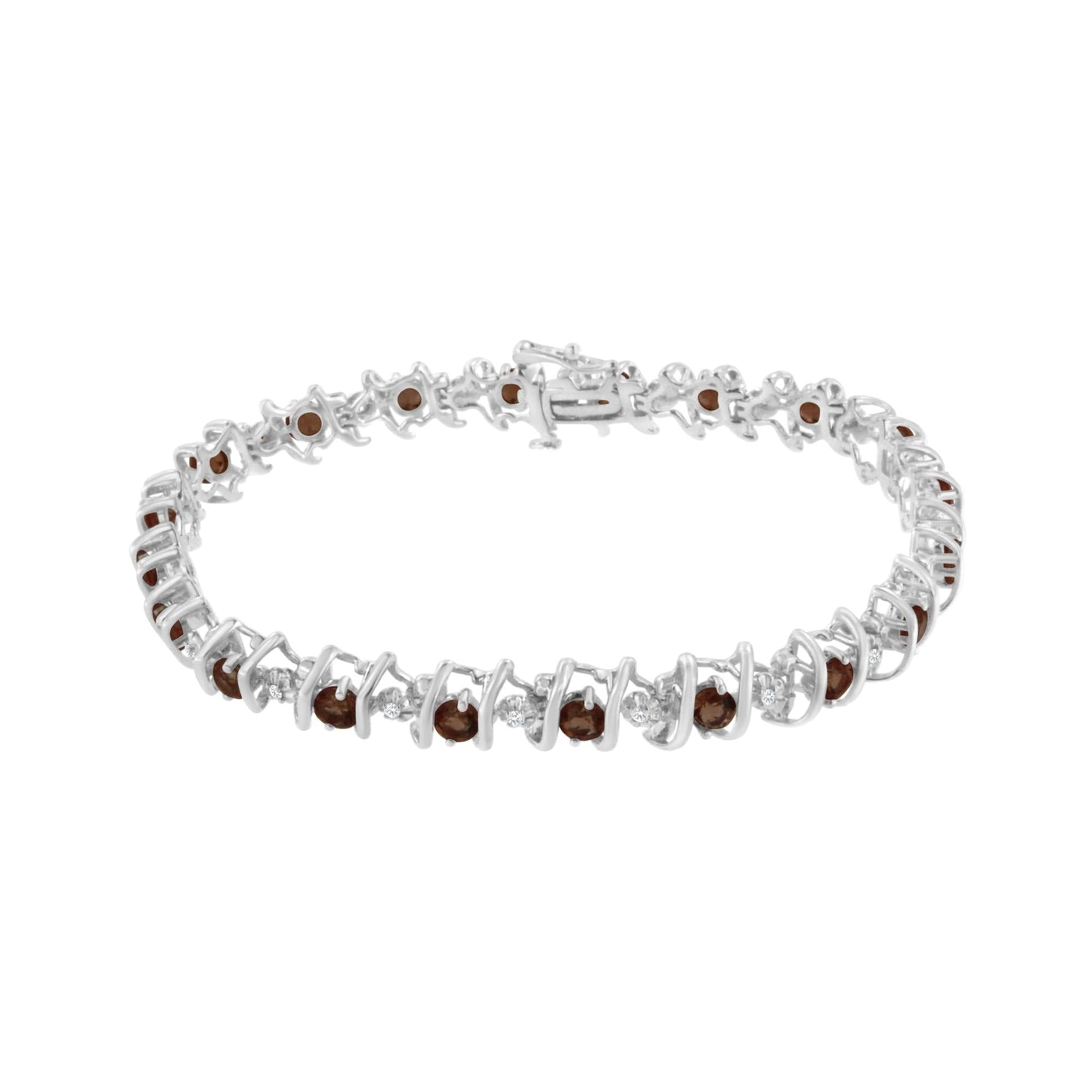 Sterling Silver Lab-Grown Birthstone and Diamond Tennis Bracelet