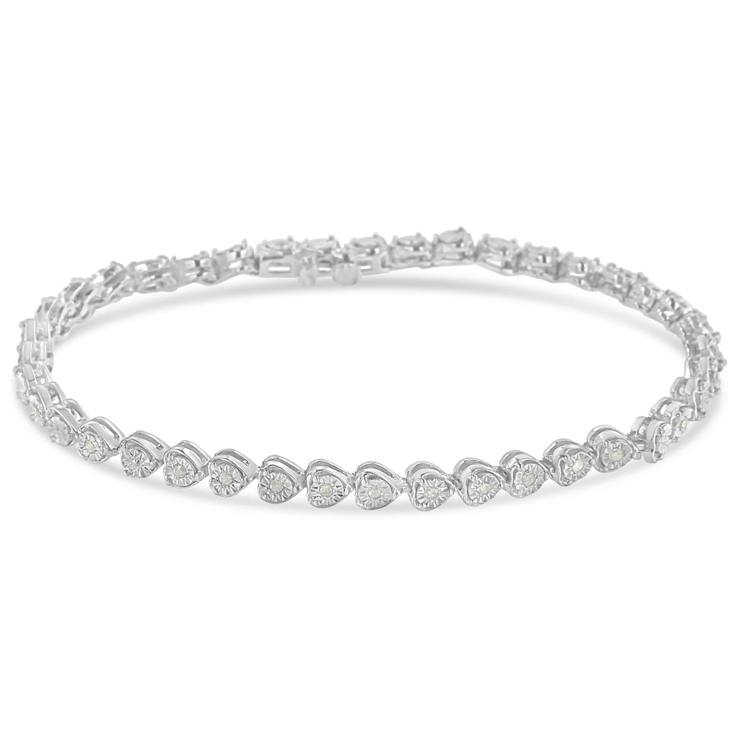 Diamond Heart Tennis Link Bracelet in Sterling Silver (1/4 Cttw, I-J Color, I3 Clarity)