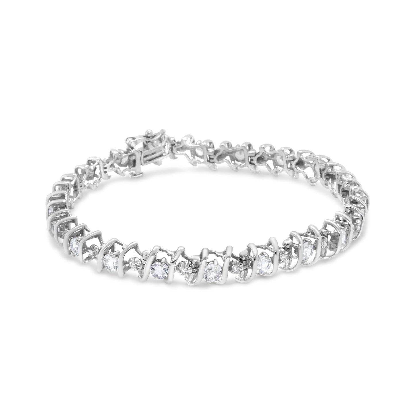Sterling Silver Lab-Grown Birthstone and Diamond Tennis Bracelet