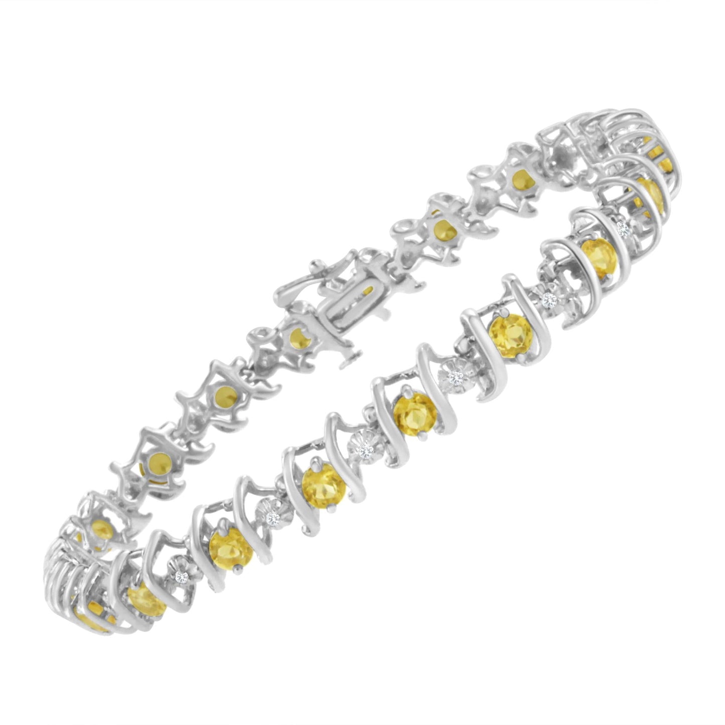 Sterling Silver Lab-Grown Birthstone and Diamond Tennis Bracelet