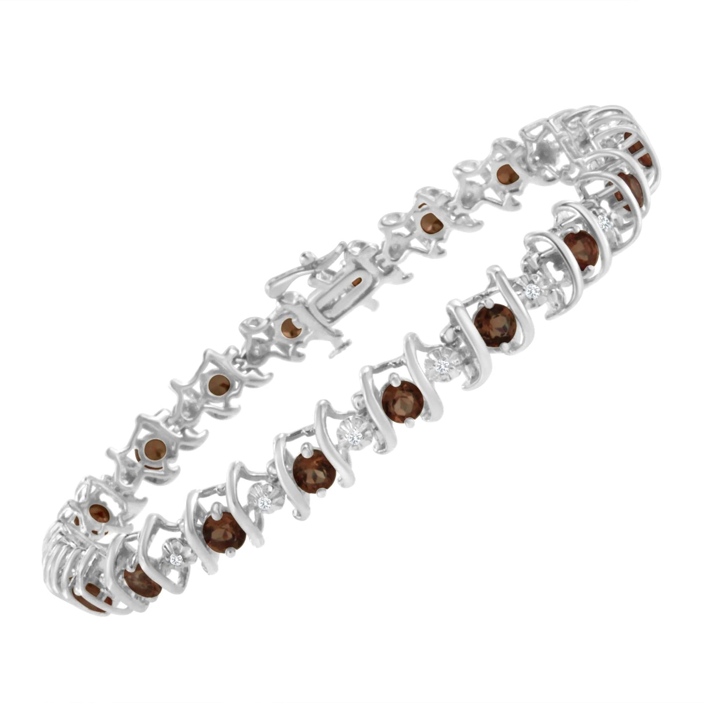 Sterling Silver Lab-Grown Birthstone and Diamond Tennis Bracelet