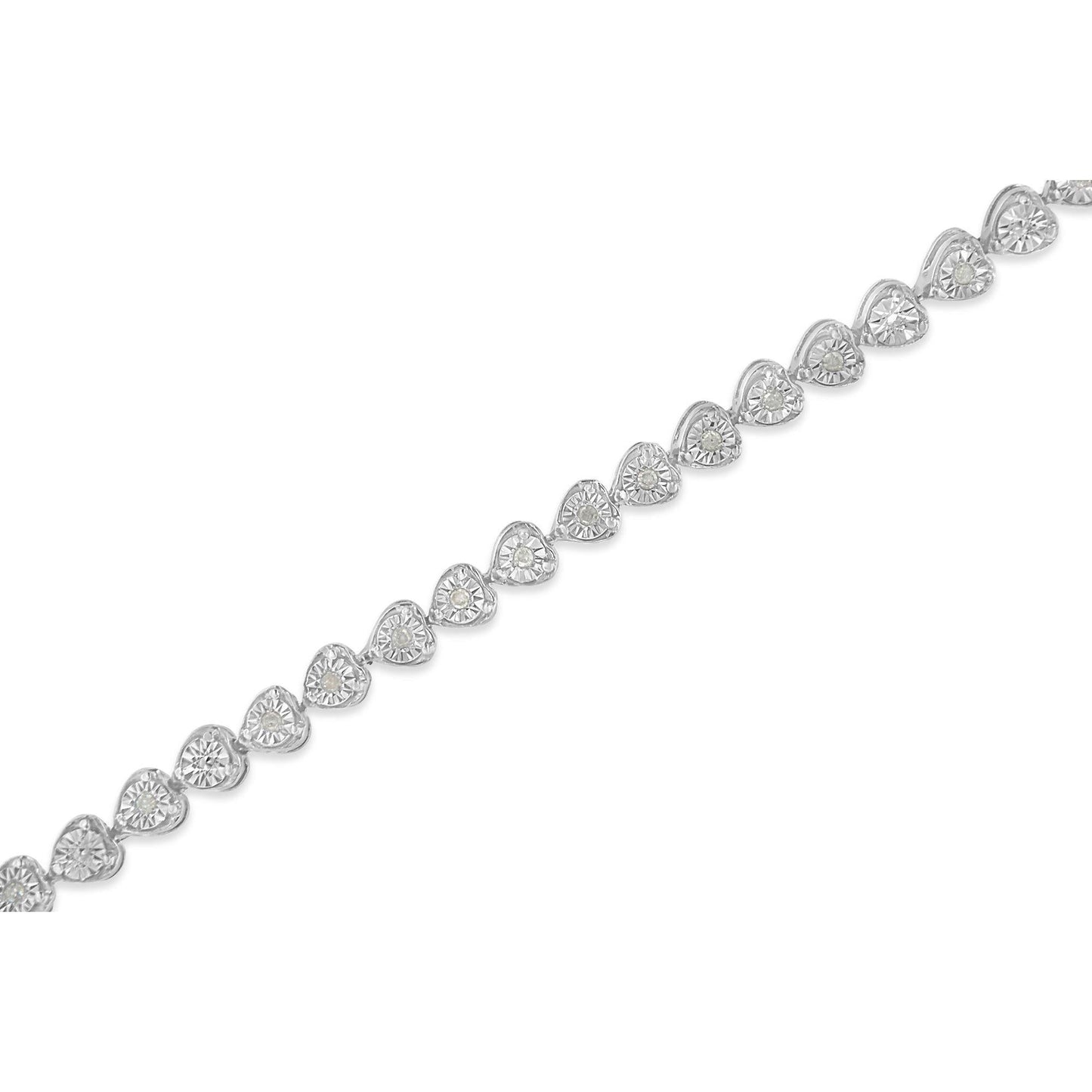 Diamond Heart Tennis Link Bracelet in Sterling Silver (1/4 Cttw, I-J Color, I3 Clarity)