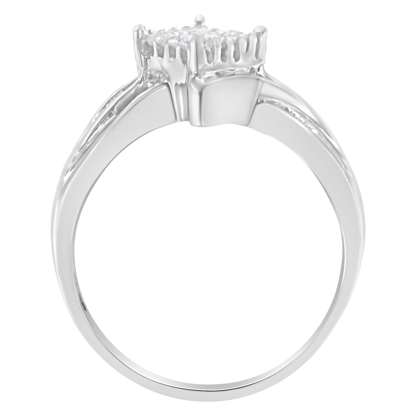 10K White Gold Princess & Baguette Cut Diamond (1/3 Cttw, I-J Color, I1-I2)
