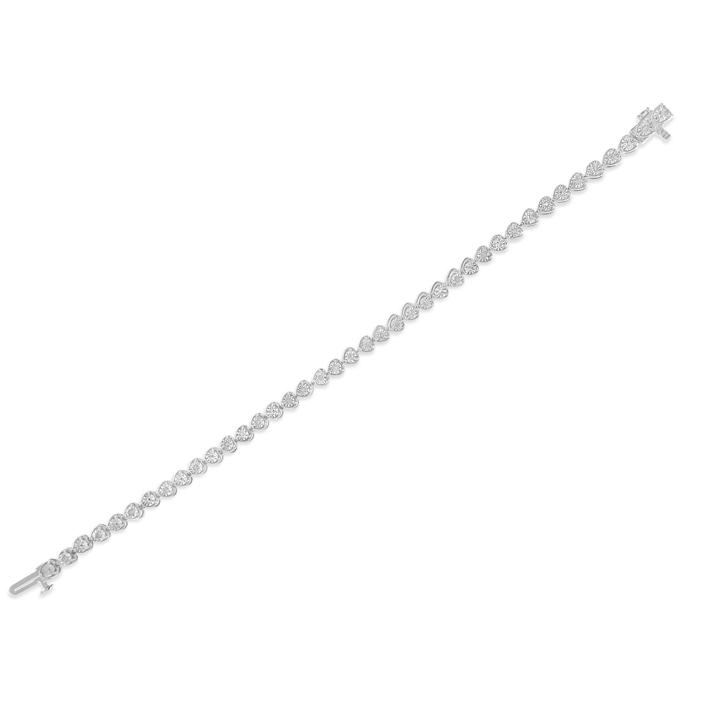 Diamond Heart Tennis Link Bracelet in Sterling Silver (1/4 Cttw, I-J Color, I3 Clarity)
