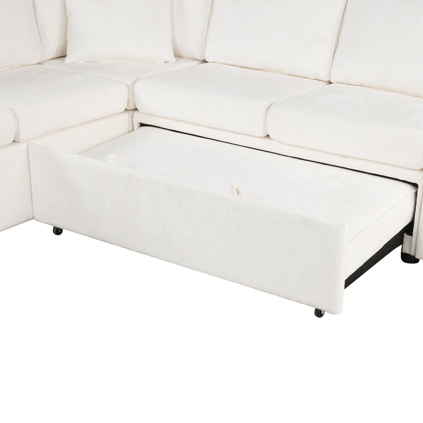Sectional Sofa Bed with Storage Ottoman and Pillows