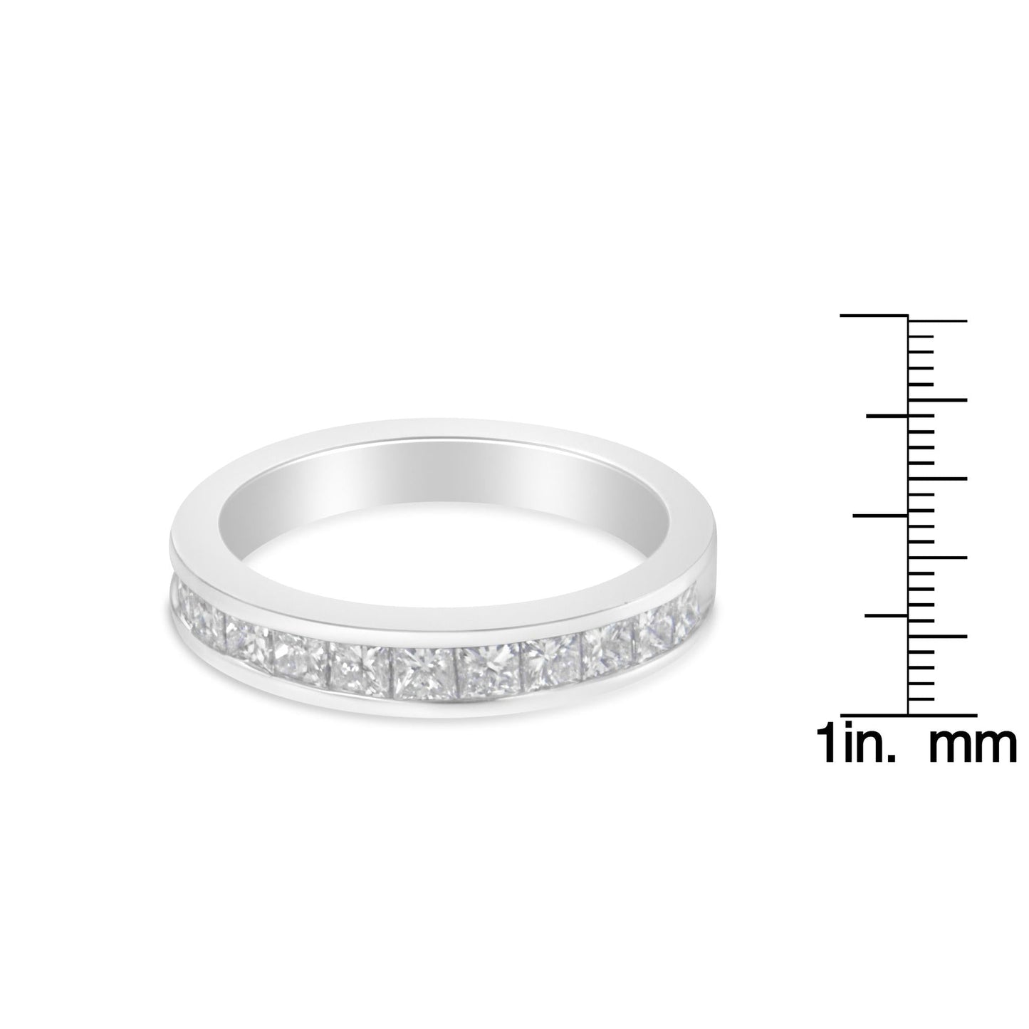 18K White Gold Princess Cut Diamond Band Ring (1 Cttw, G-H Color, SI1-SI2)