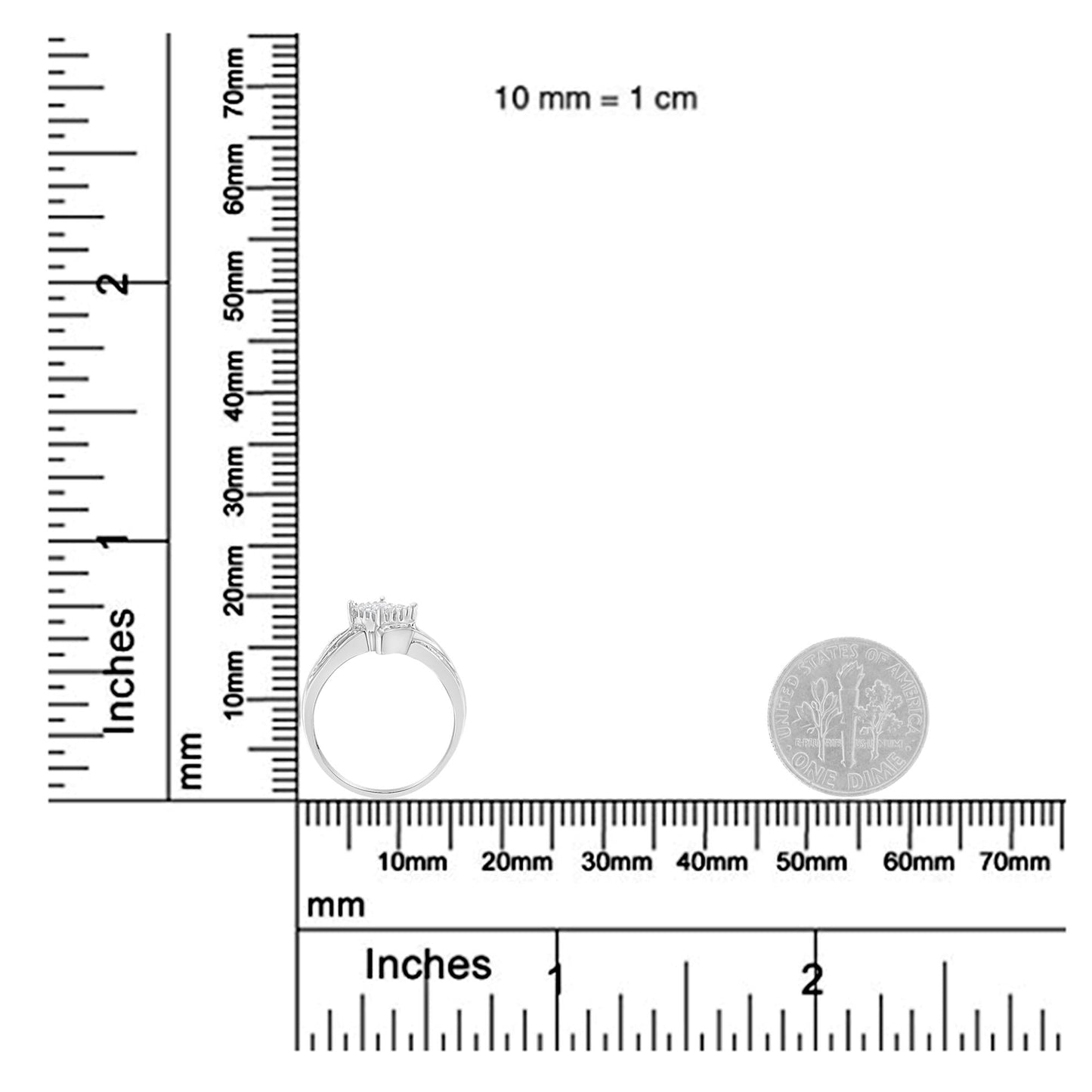 10K White Gold Princess & Baguette Cut Diamond (1/3 Cttw, I-J Color, I1-I2)