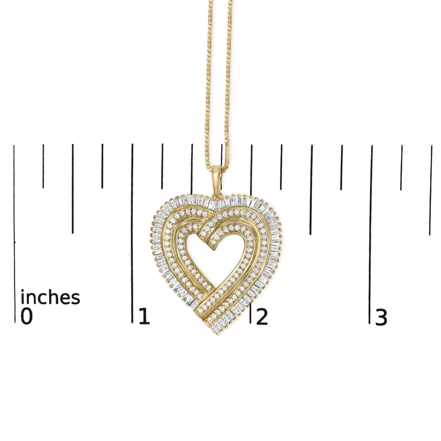 14K Yellow Gold Plated Sterling Silver Diamond Heart Pendant Necklace