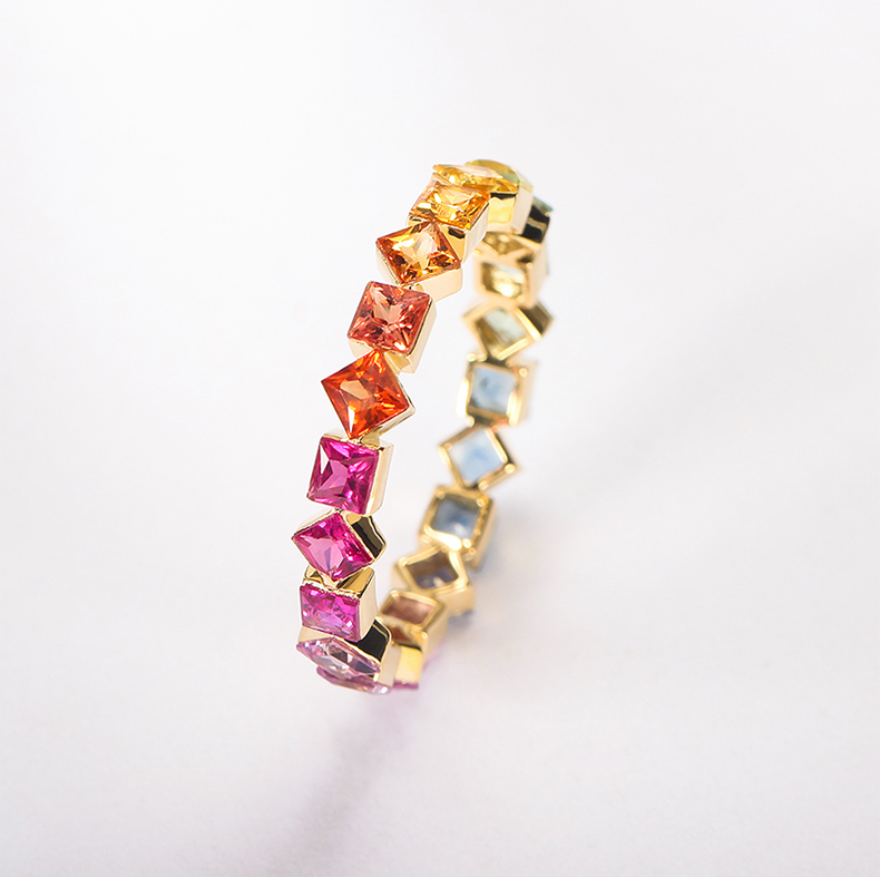 Multi Color Princess 18K Ring