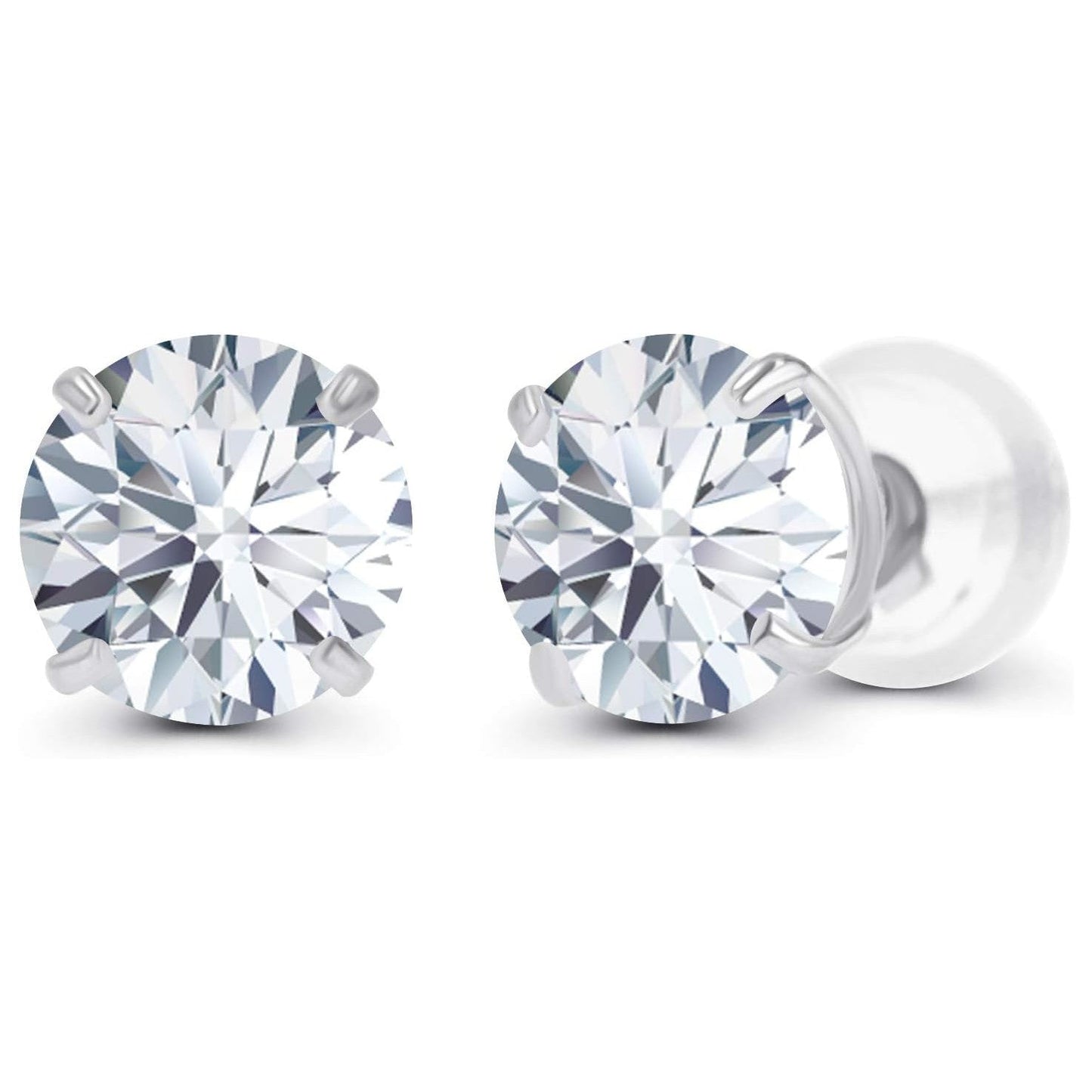 1.50 CTW Lab-Created Diamond Stud Earrings, 14K White Gold, F-G Color