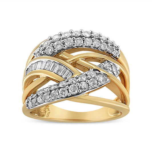 1.0 Cttw Diamond Cocktail Ring in 10K Yellow and White Gold