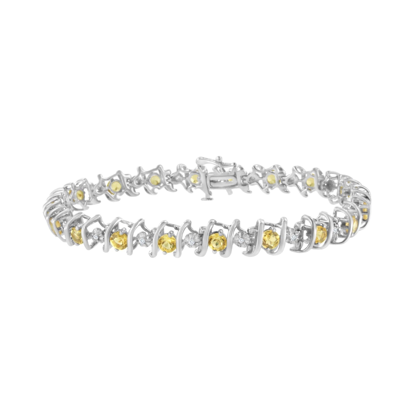 Sterling Silver Lab-Grown Birthstone and Diamond Tennis Bracelet