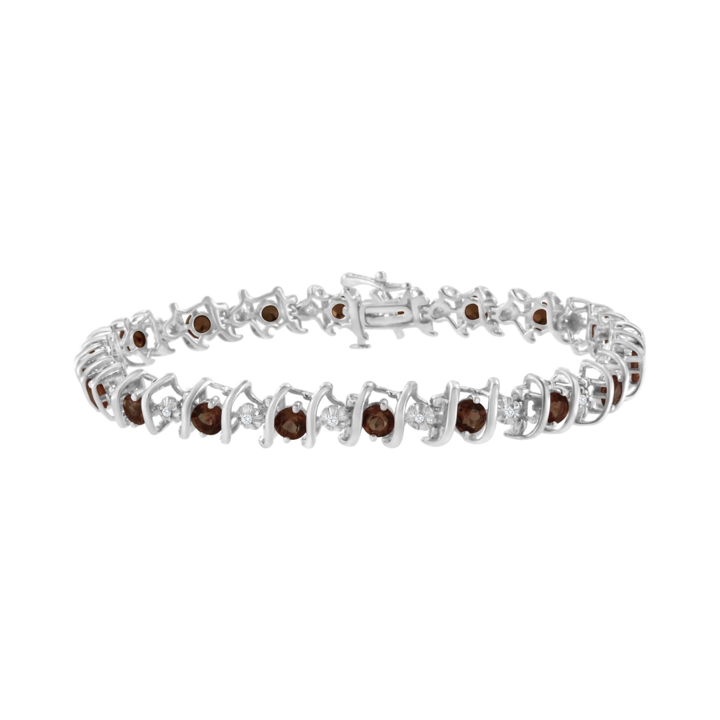 Sterling Silver Lab-Grown Birthstone and Diamond Tennis Bracelet