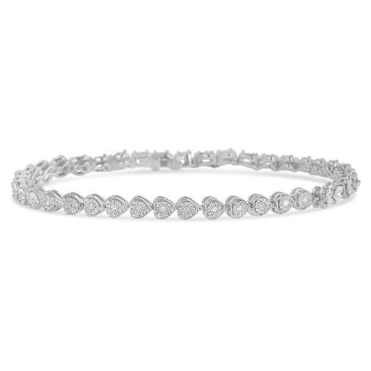 Diamond Heart Tennis Link Bracelet in Sterling Silver (1/4 Cttw, I-J Color, I3 Clarity)