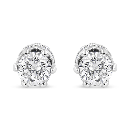14K White Gold Diamond Crown Stud Earring (2.0 Cttw, I-J Color, I1-I2 Clarity)
