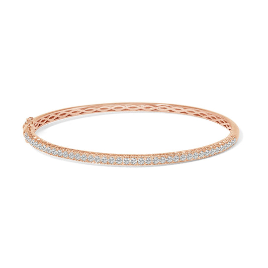 14K Gold Diamond Bangle Bracelet (G-H Color, SI2-I1 Clarity) - 7 Inches