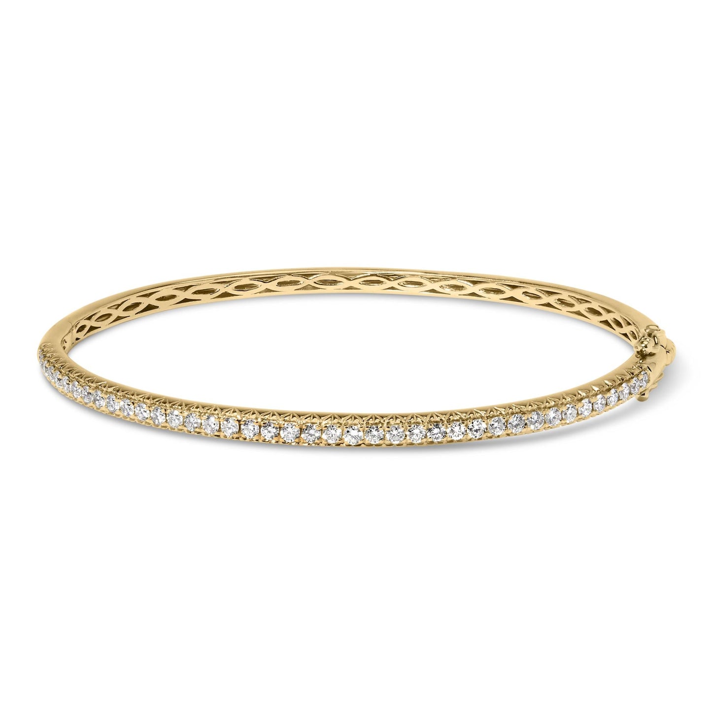 14K Gold Diamond Bangle Bracelet (G-H Color, SI2-I1 Clarity) - 7 Inches