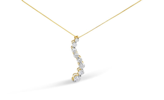 AGS Certified 14K Yellow Gold 3.0 Cttw Diamond Journey Pendant Necklace (F-G Color)