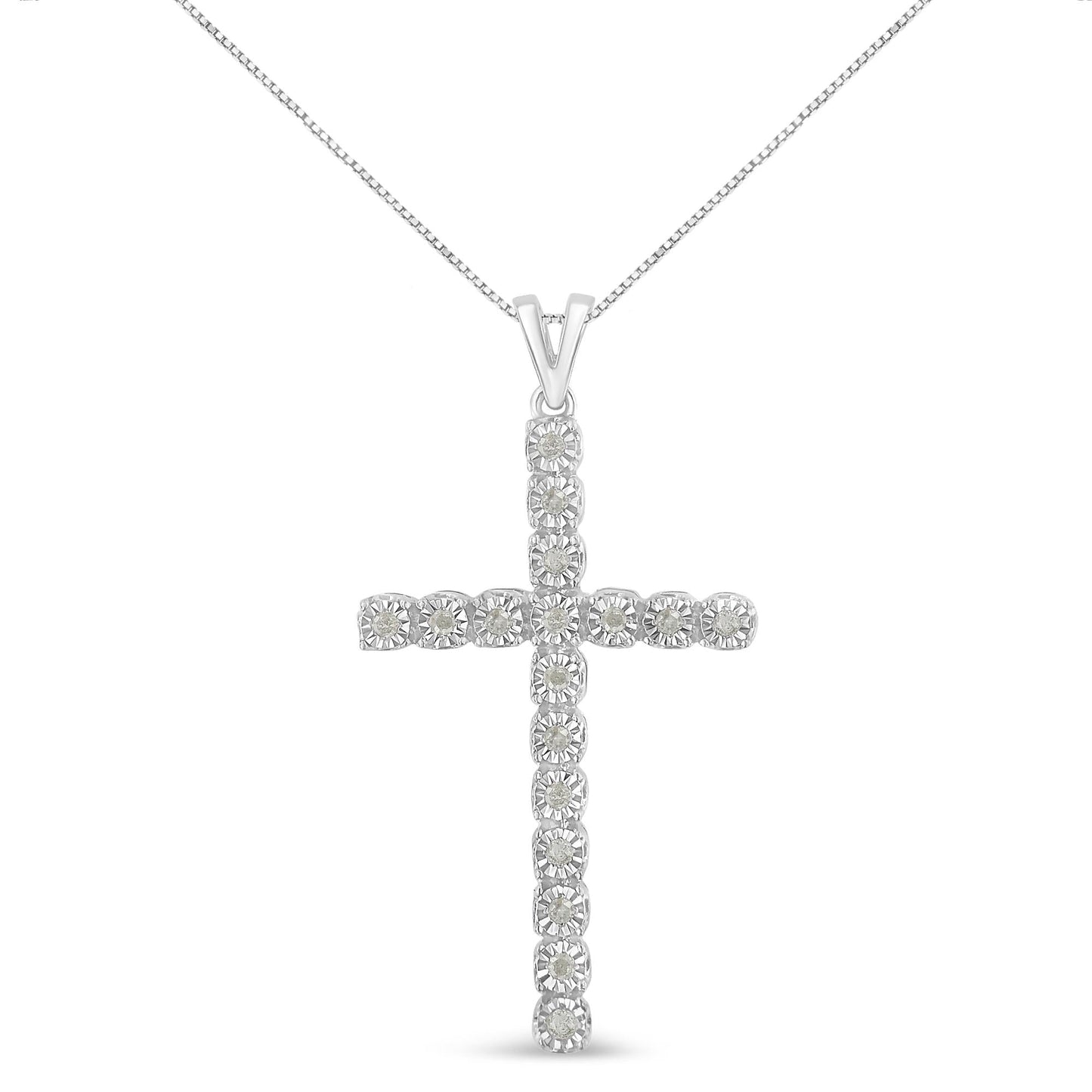 Sterling Silver Diamond Cross Pendant Necklace