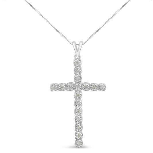 Sterling Silver Diamond Cross Pendant Necklace