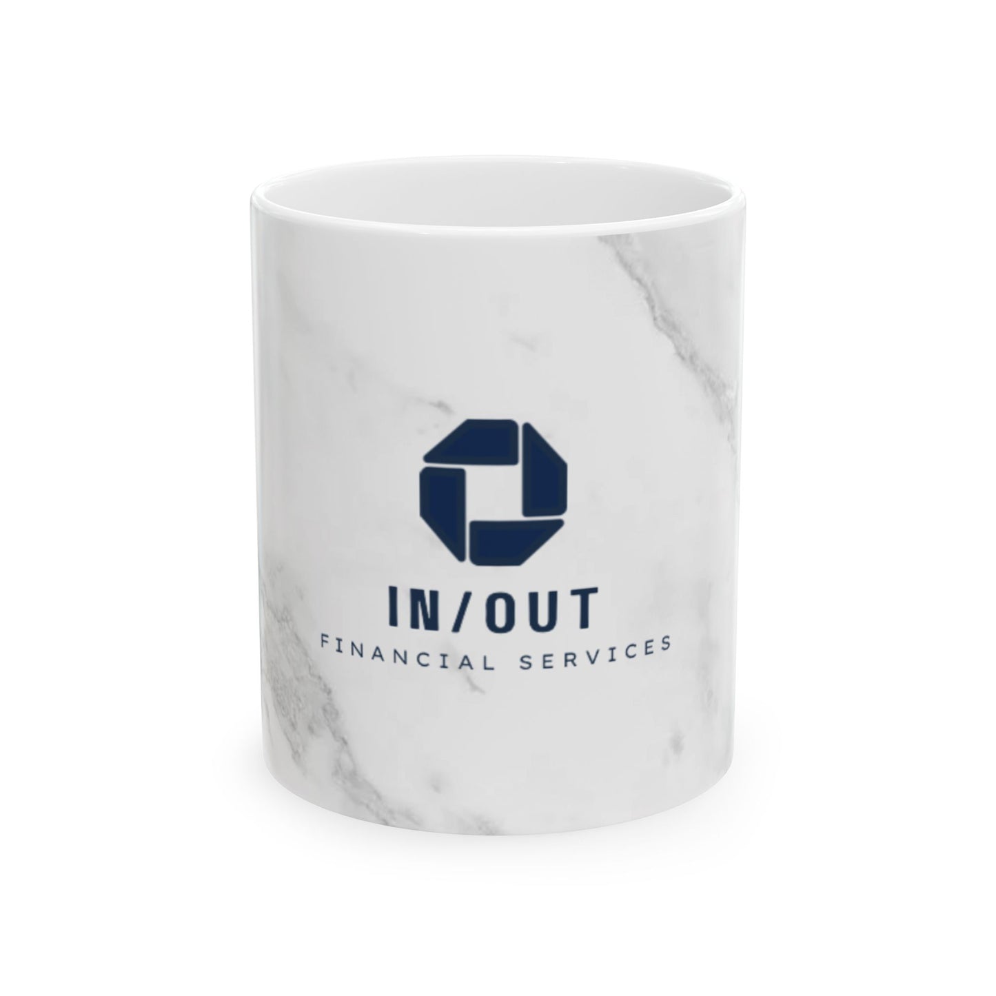 Modern Ceramic Mug - IN/OUT Financial Services - Stylish Corporate Gift