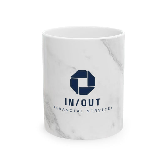 Modern Ceramic Mug - IN/OUT Financial Services - Stylish Corporate Gift