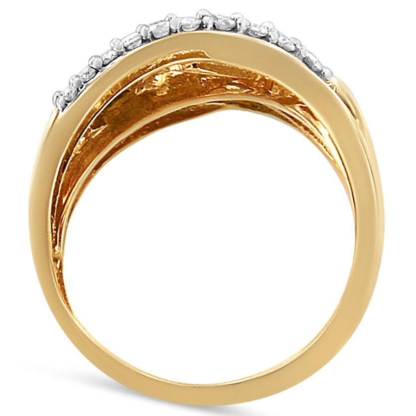 1.0 Cttw Diamond Cocktail Ring in 10K Yellow and White Gold