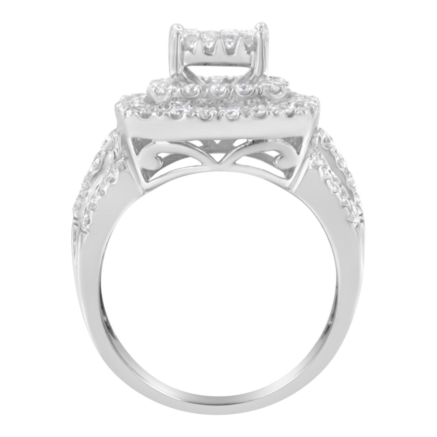 14KT White Gold Diamond Cocktail Ring (1 1/2 Cttw, H-I Color, SI2-I1 Clarity)