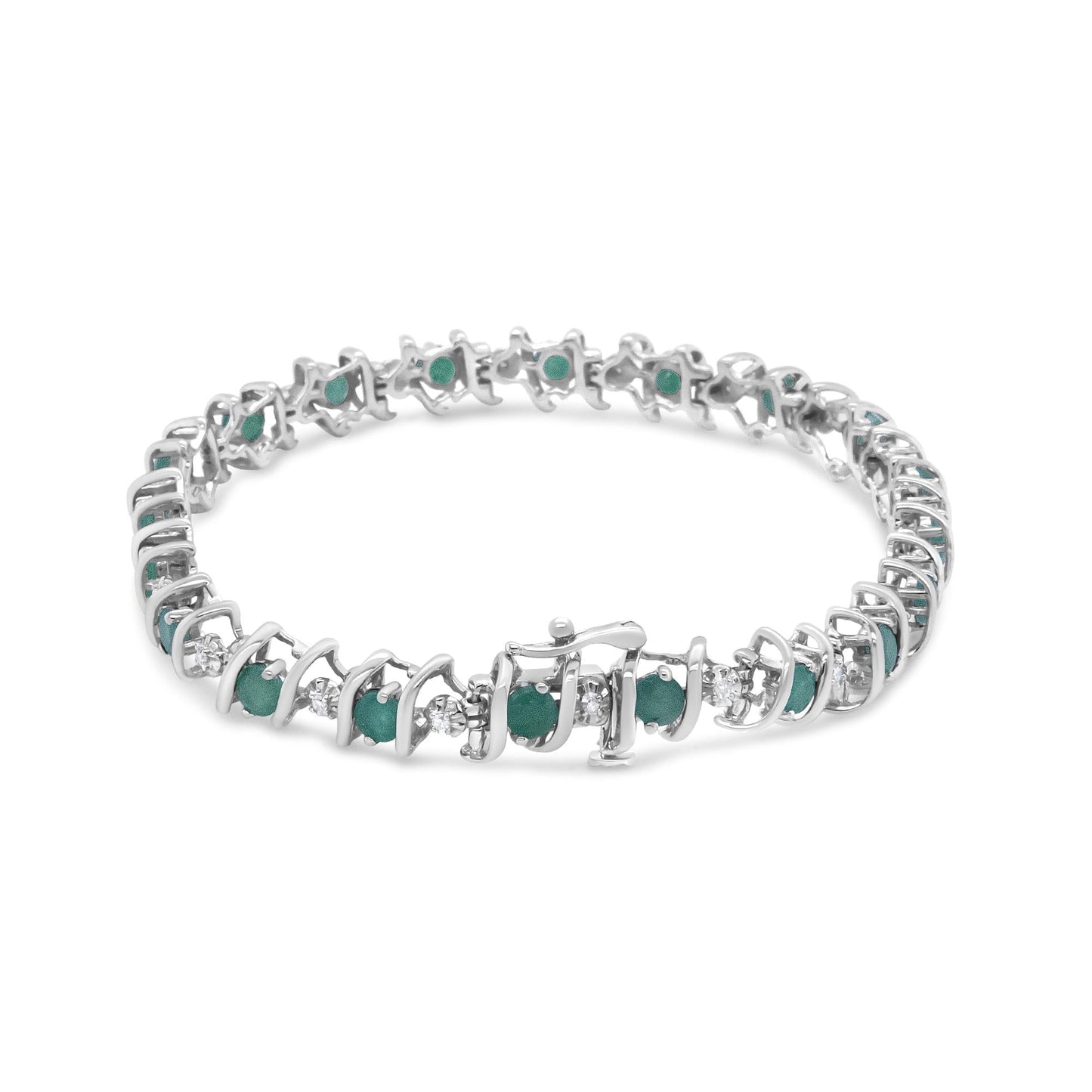 Sterling Silver Lab-Grown Birthstone and Diamond Tennis Bracelet