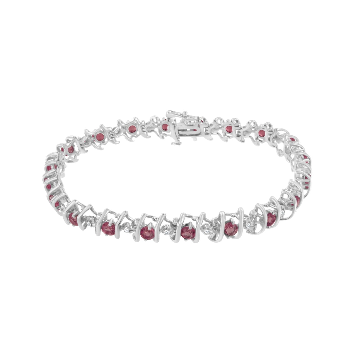 Sterling Silver Lab-Grown Birthstone and Diamond Tennis Bracelet