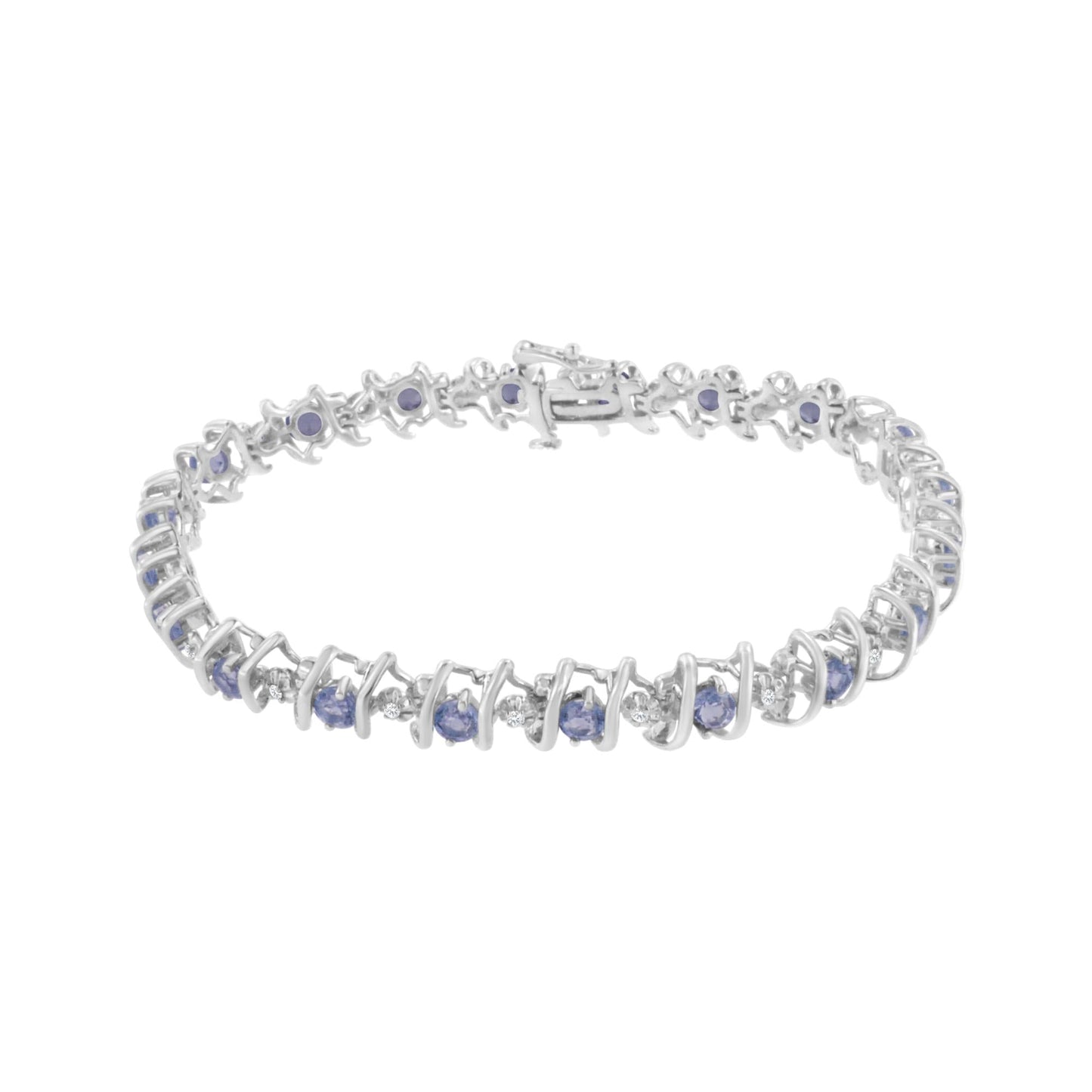 Sterling Silver Lab-Grown Birthstone and Diamond Tennis Bracelet