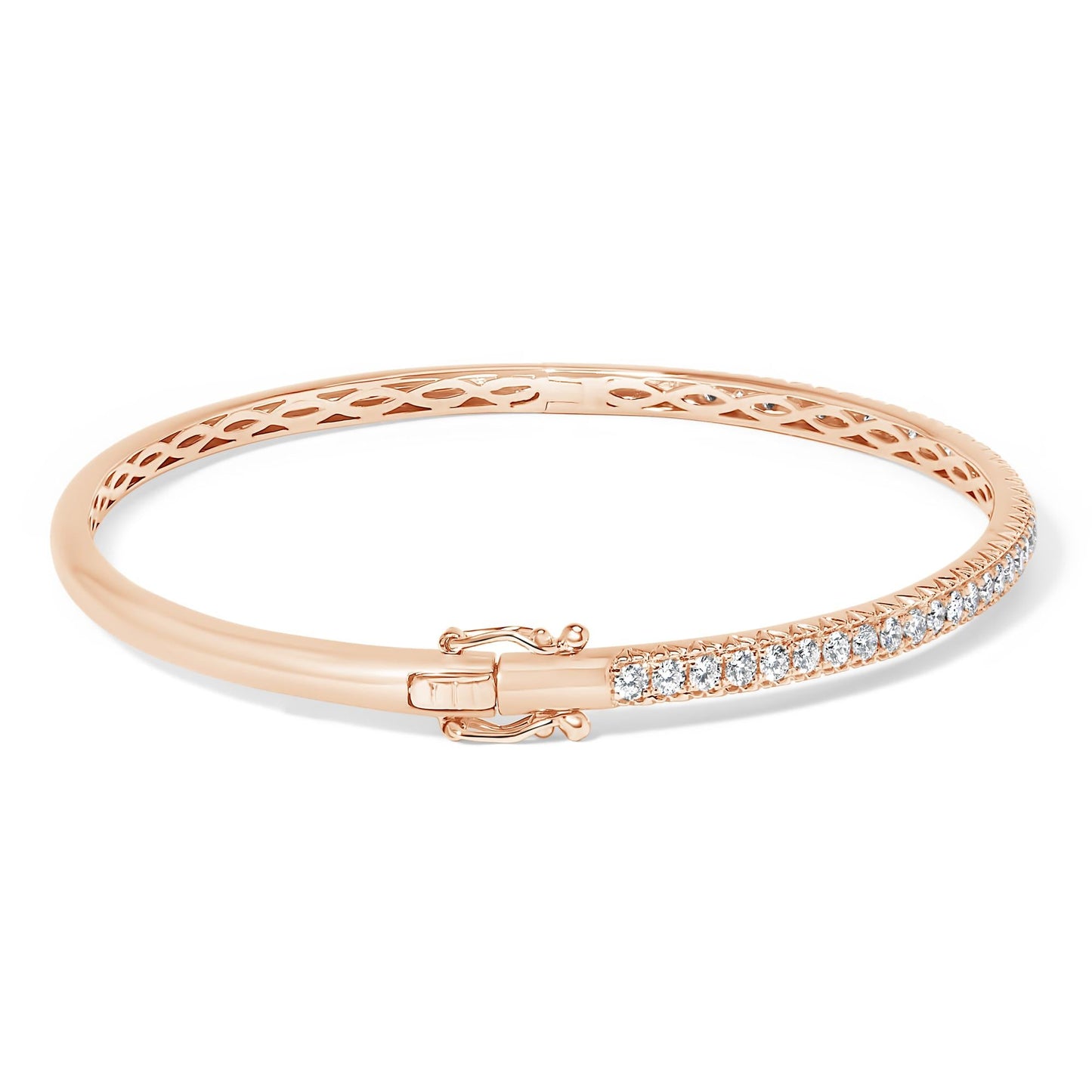 14K Gold Diamond Bangle Bracelet (G-H Color, SI2-I1 Clarity) - 7 Inches
