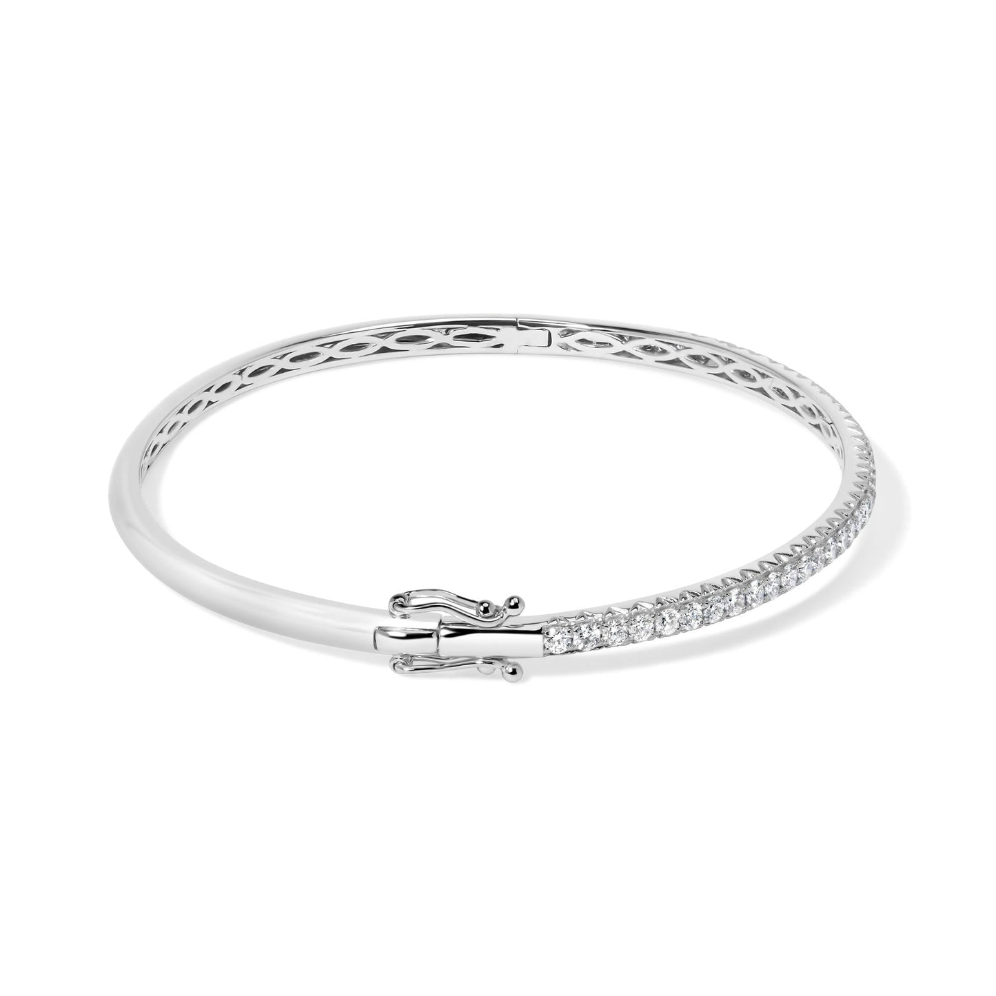14K Gold Diamond Bangle Bracelet (G-H Color, SI2-I1 Clarity) - 7 Inches