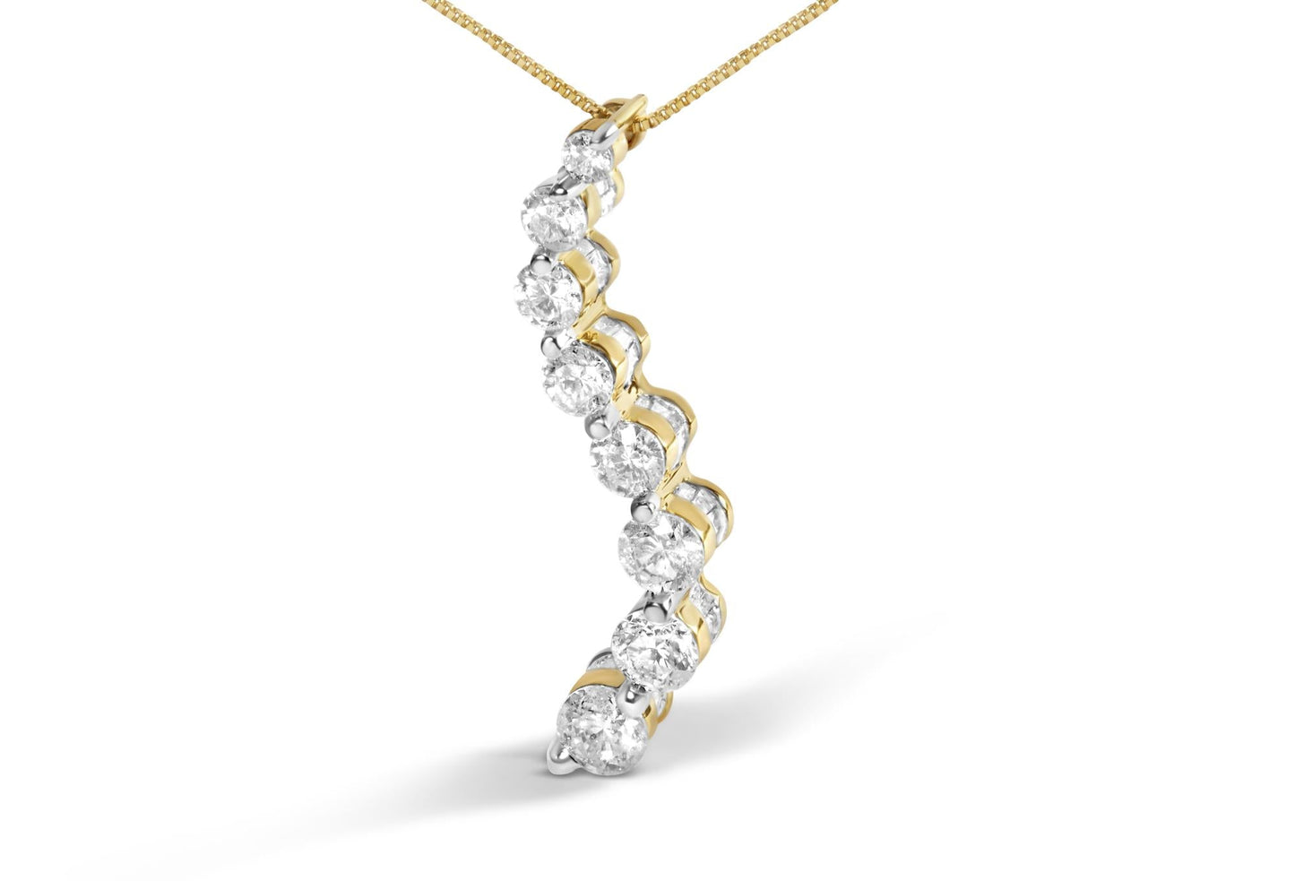 AGS Certified 14K Yellow Gold 3.0 Cttw Diamond Journey Pendant Necklace (F-G Color)