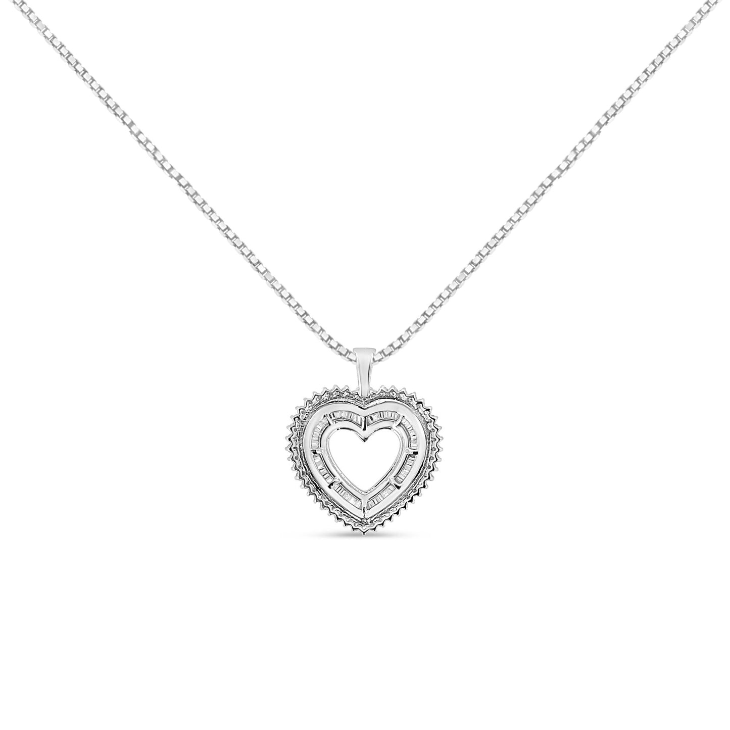 Sterling Silver Diamond Heart Halo Pendant Necklace, 18 inches