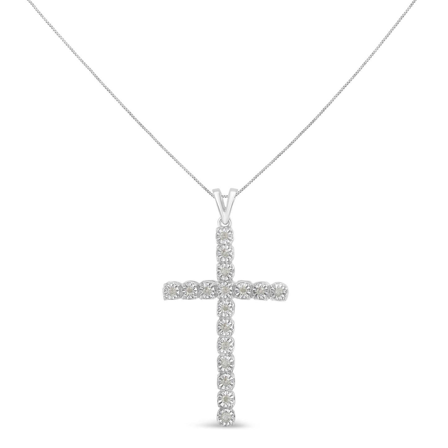 Sterling Silver Diamond Cross Pendant Necklace