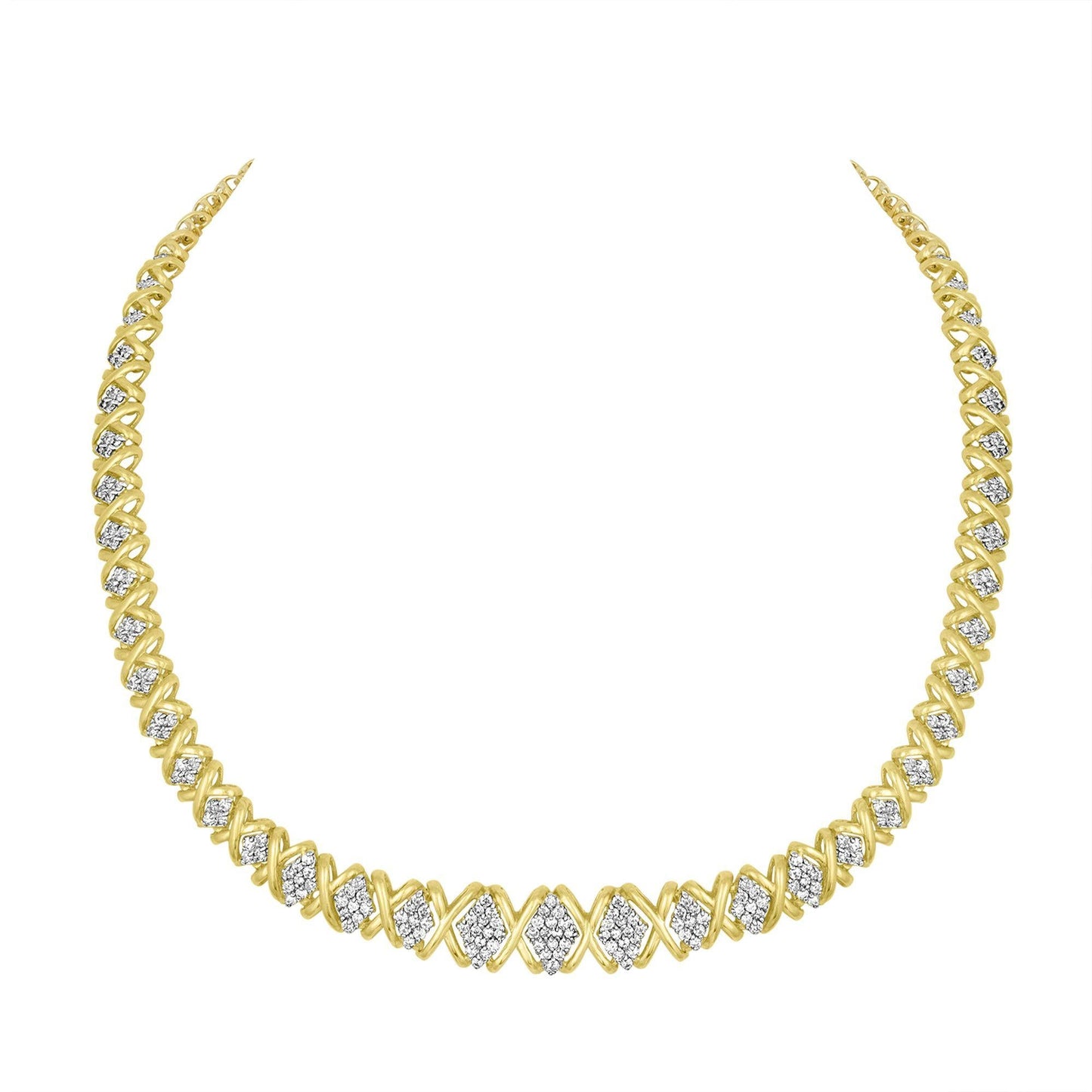 10K Yellow Gold 4-Cttw Diamond Riviera Necklace (H-I Color, I2-I3 Clarity)