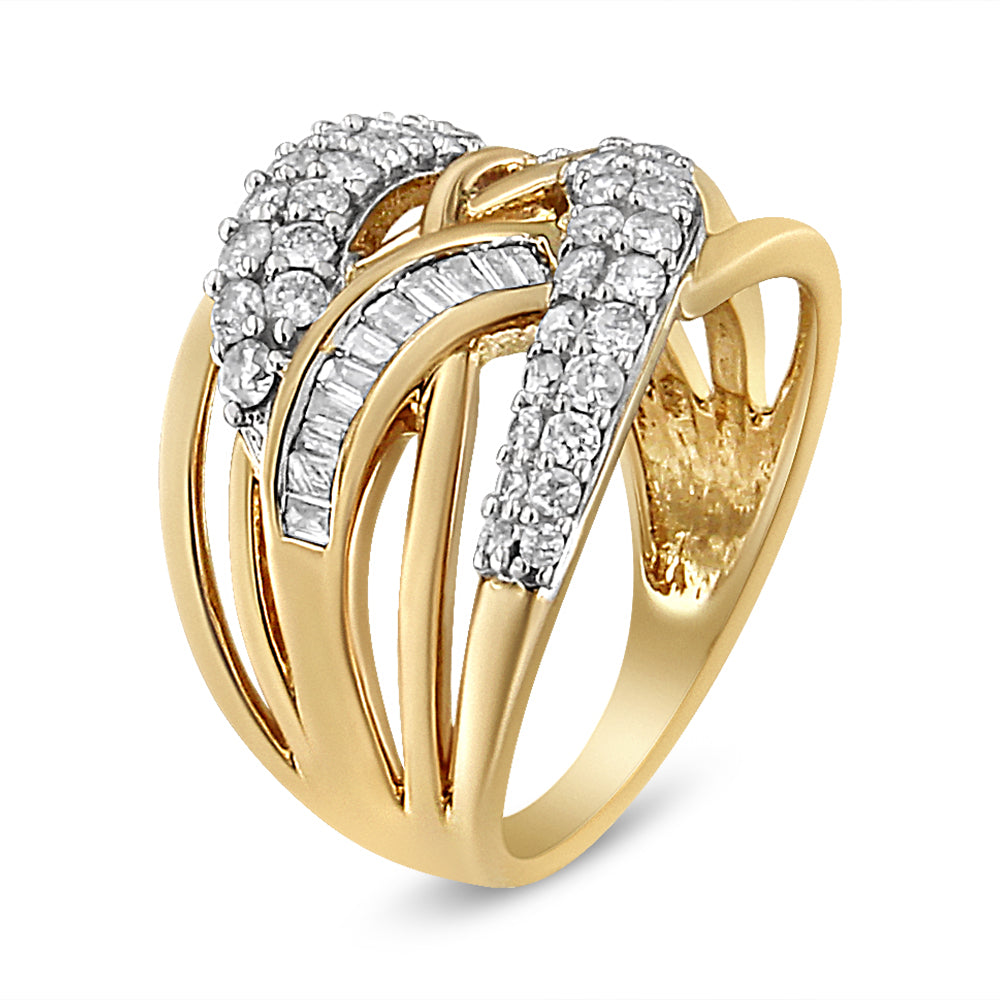 1.0 Cttw Diamond Cocktail Ring in 10K Yellow and White Gold