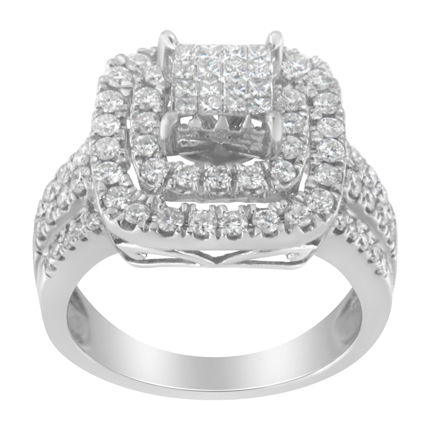 14KT White Gold Diamond Cocktail Ring (1 1/2 Cttw, H-I Color, SI2-I1 Clarity)
