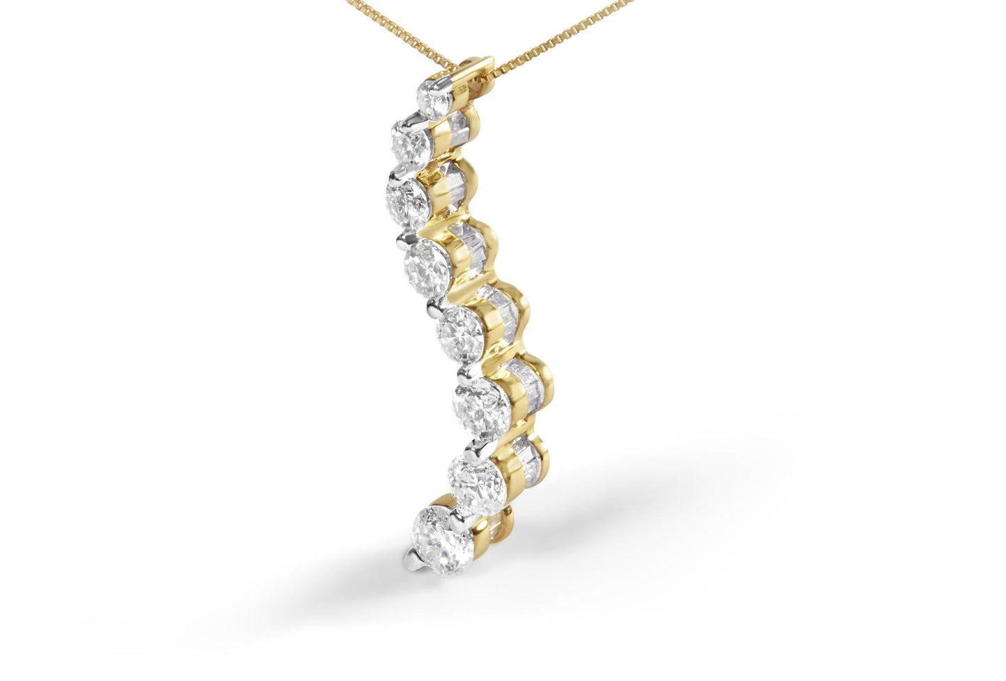 AGS Certified 14K Yellow Gold 3.0 Cttw Diamond Journey Pendant Necklace (F-G Color)