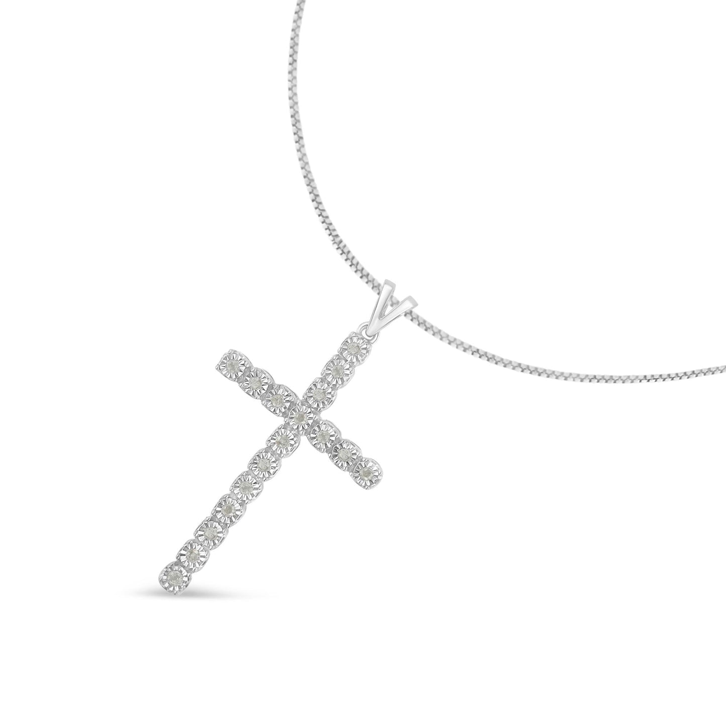 Sterling Silver Diamond Cross Pendant Necklace